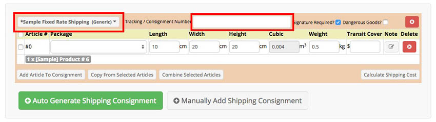 Manually Add Shipping Consignment