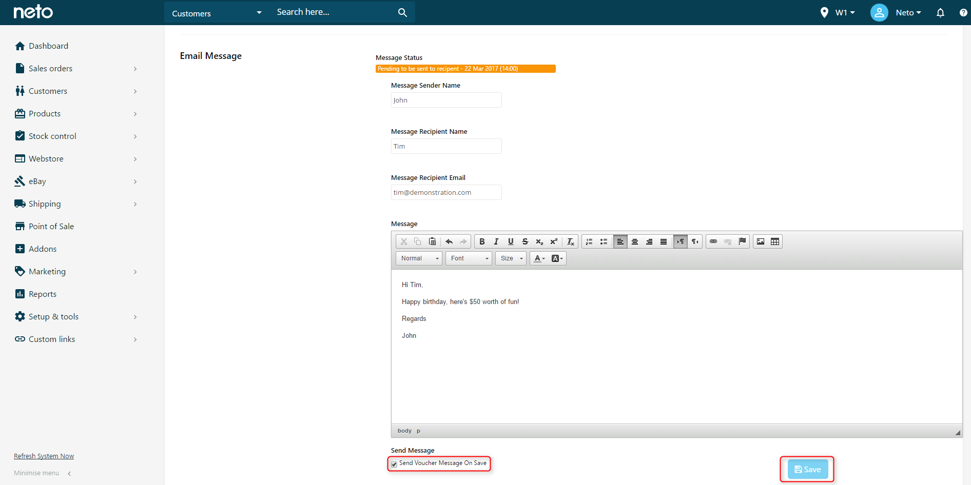 Marketing How to resend an electronic gift voucher by email