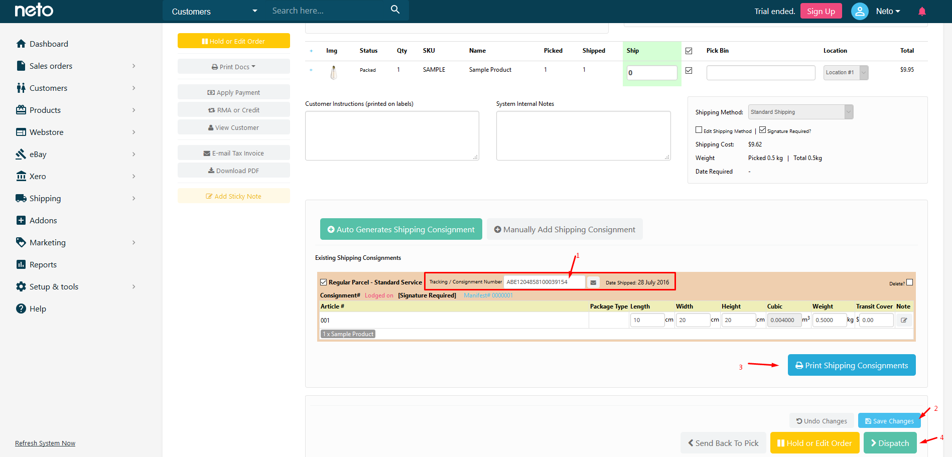 Processing eBay Orders Pick, Pack and Dispatch Orders