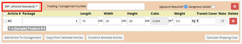 Consignment details