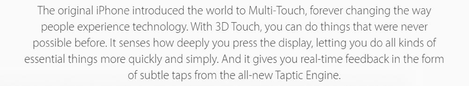 Apple product description about 3D Touch Innovation.