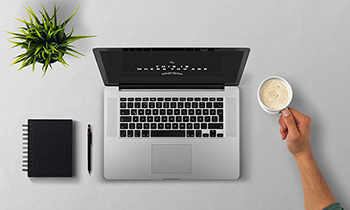 Laptop on desk for business. 